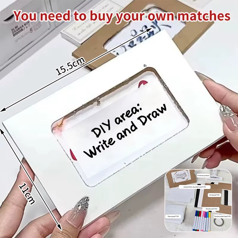 Flame Burning Greeting Card Funny DIY Handwritten Greeting Card with Envelope for Birthday Wedding Christmas Gift Surprise