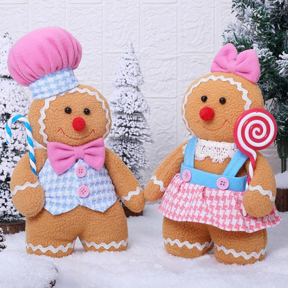 Gingerbread Plush Stuffed Animal Dolls for Christmas Home Decor (2PCS)