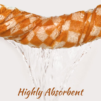 Luxury Orange Cotton Shower Towels Set of 2, 480 GSM, Checkered Design