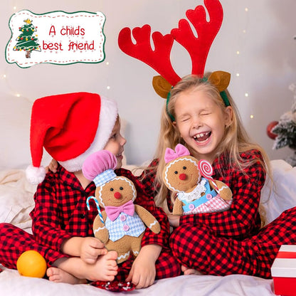 Gingerbread Plush Stuffed Animal Dolls for Christmas Home Decor (2PCS)
