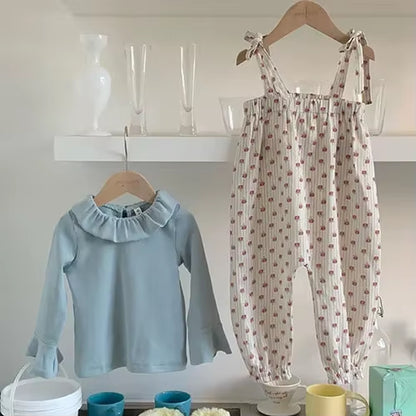 DotWhimsy – Baby Girl Cotton Tee & Printed Jumpsuit Set