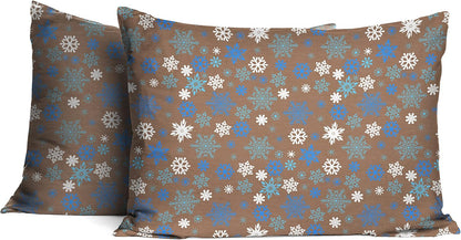 Heavy Weight Flannel Cotton Sheet Set, King, Snow Flakes/Tan