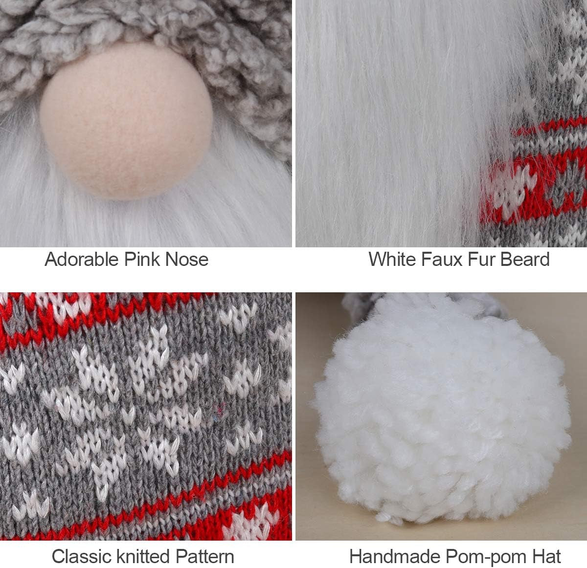 Large 13-Inch Swedish Tomte Gnome Plush Holiday Decoration (Grey, No Light)