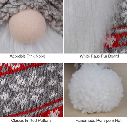 Large 13-Inch Swedish Tomte Gnome Plush Holiday Decoration (Grey, No Light)