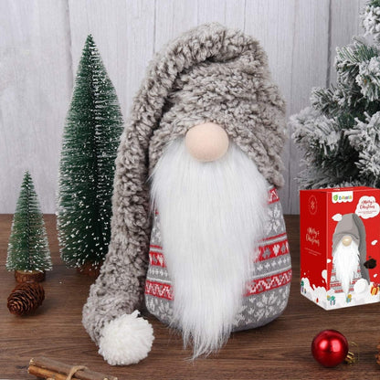 Large 13-Inch Swedish Tomte Gnome Plush Holiday Decoration (Grey, No Light)