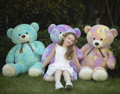 Big Teddy Bear,52'' Giant Stuffed Animal Plush,Rainbow Purple Soft Gifts for Val