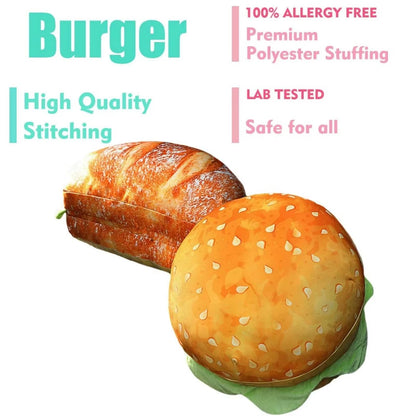40Cm Large Burger Plush Toy Pillow - Cute Food Stuffed Animal for Kids, Soft Hugging Decor, Birthday Gift for Boys Girls
