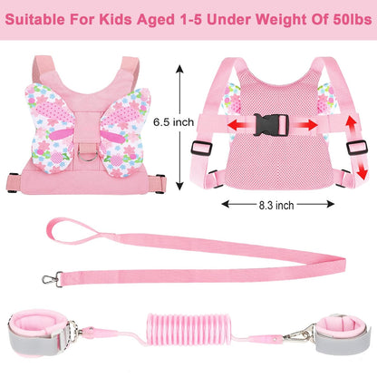3 in 1 Toddler Harness Leashes + anti Lost Wrist Link, Kids Harness Children Lea