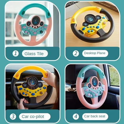 Kids Steering Wheel for Backseat Simulated Driving Steering Wheel Toy with Light Music Preschool Toys Pretend Driving Toy Gifts