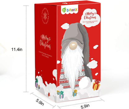 Large 13-Inch Swedish Tomte Gnome Plush Holiday Decoration (Grey, No Light)