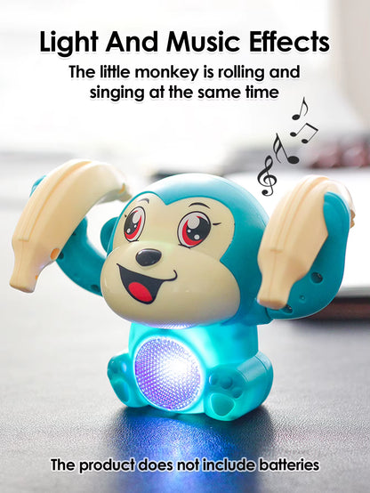 1 Baby Toy Electric Rolling Monkey Light Music Puzzle Sound Prompt Monkey Children'S Toy Gift Preschool Education Toy