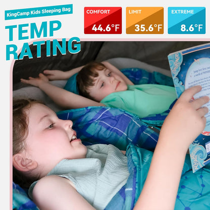 45° F Kids Sleeping Bag, Lightweight Waterproof & Compact Flannel Sleeping Bags