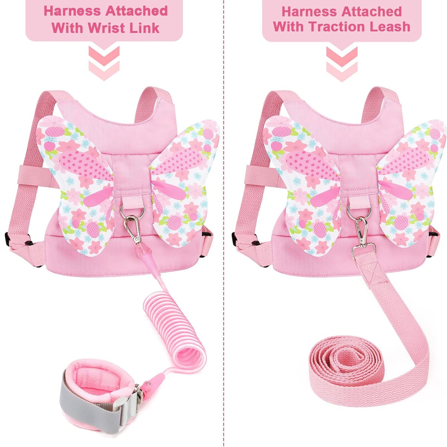 3 in 1 Toddler Harness Leashes + anti Lost Wrist Link, Kids Harness Children Lea