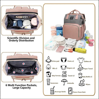 Diaper Bag Backpack Waterproof Large Capacity & Portable Baby Changing Station with Baby Stuff Organizer Baby Shower Gift