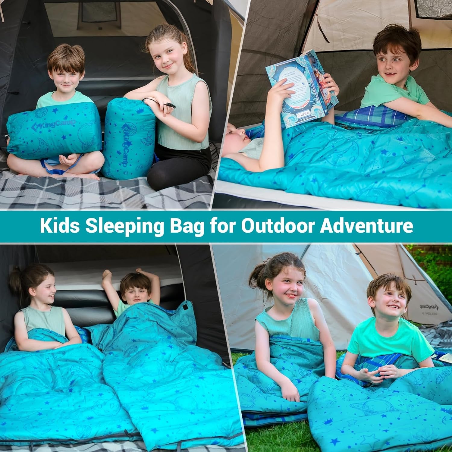 45° F Kids Sleeping Bag, Lightweight Waterproof & Compact Flannel Sleeping Bags