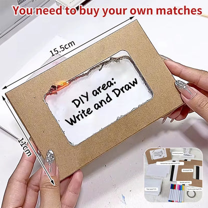 Flame Burning Greeting Card Funny DIY Handwritten Greeting Card with Envelope for Birthday Wedding Christmas Gift Surprise