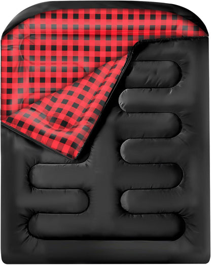 Double Sleeping Bags for Adults, Queen Size 2 Person All Season for Warm & Cold