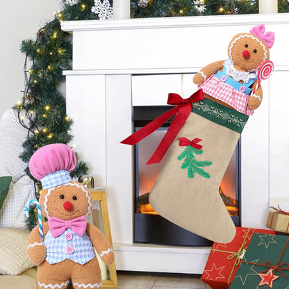 Gingerbread Plush Stuffed Animal Dolls for Christmas Home Decor (2PCS)
