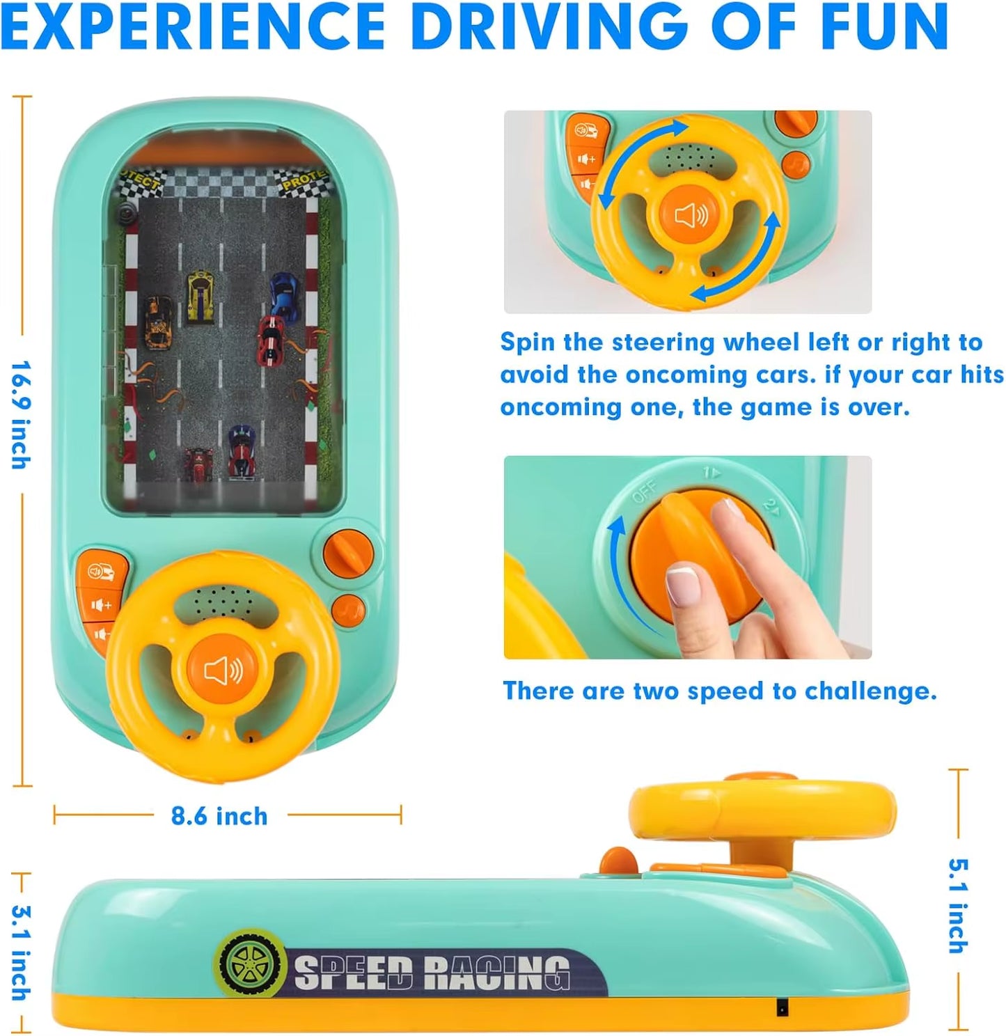 Musical Steering Wheel Toys for Boys 4-6 Toddler Simulated Driving Racing Car Game with Sound Interactive Educational Learning